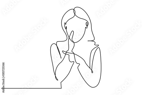 one woman secretly gossiping silent talking giving information showing line minimal art