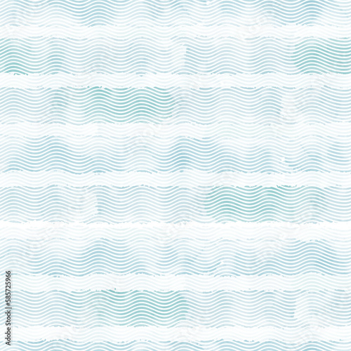 Waves background. Abstract seamless pattern. Monochrome vector illustration on a watercolor background.