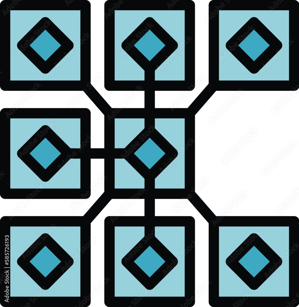 Virtual blockchain icon. Outline Virtual blockchain vector icon for web design isolated on white background color flat Virtual blockchain icon. Outline Virtual blockchain vector icon for web design isolated on white background color flat