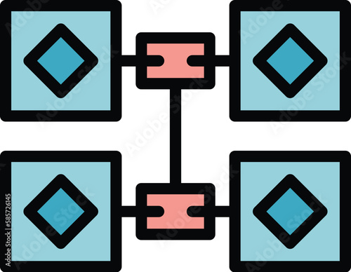 Blockchain revolution icon. Outline Blockchain revolution vector icon for web design isolated on white background color flat