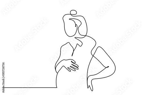 young pregnant woman back pain health line art