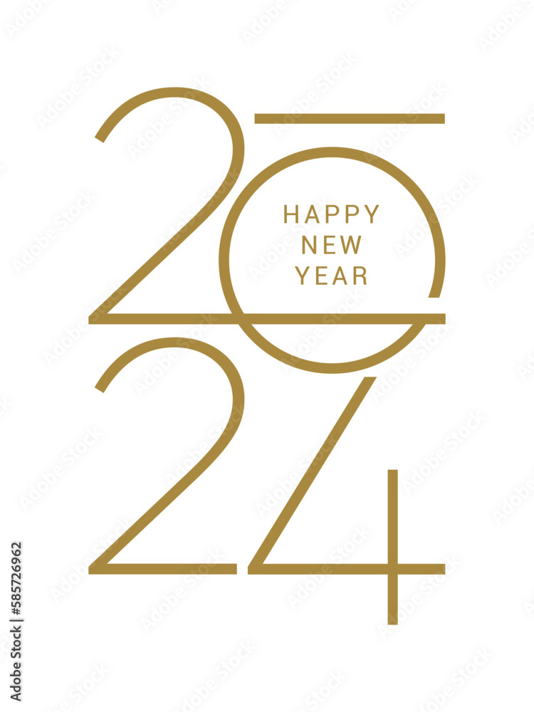 2024, Happy New Year 2024 Design template with typography logo 2024 for