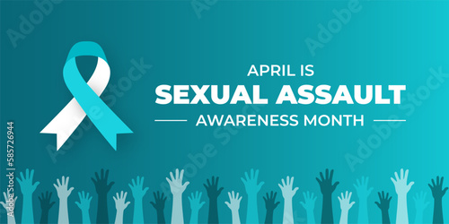 Sexual assault awareness month background or banner design template with ribbon. Vector illustration.