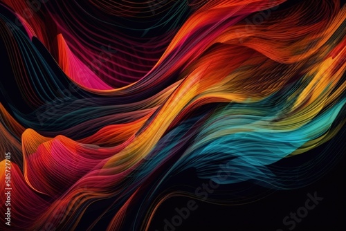 colorful wavy lines in an abstract background. Generative AI