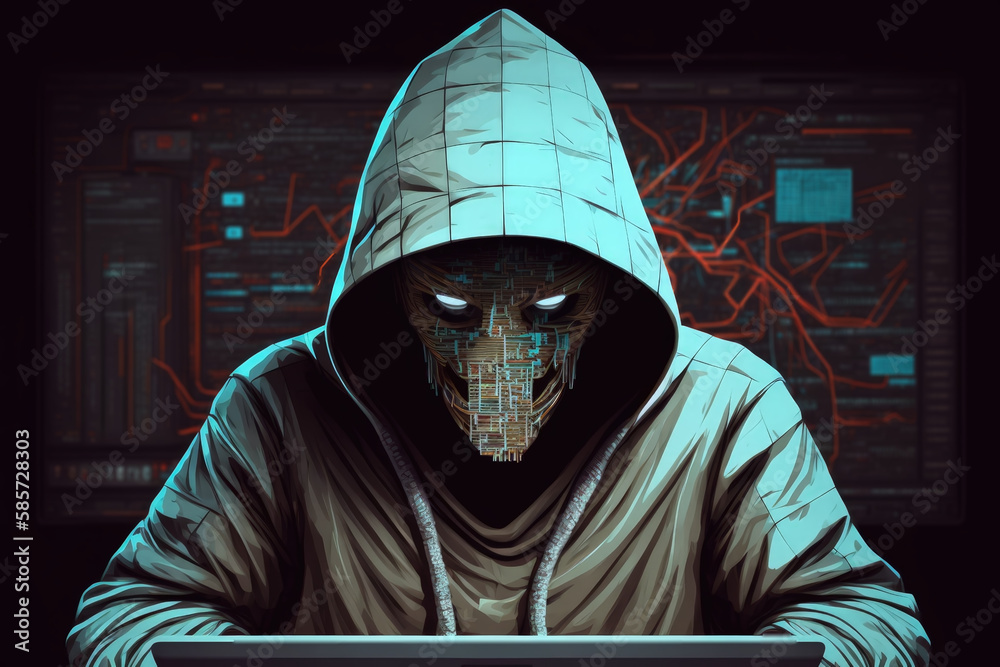 Cyber Fraudster: Cybercriminal in a mask. Criminal minds and hackers in cyberspace | Generative AI Production Cyber Fraudster: Cybercriminal in a mask. Criminal minds and hackers in cyberspace | Generative AI Production