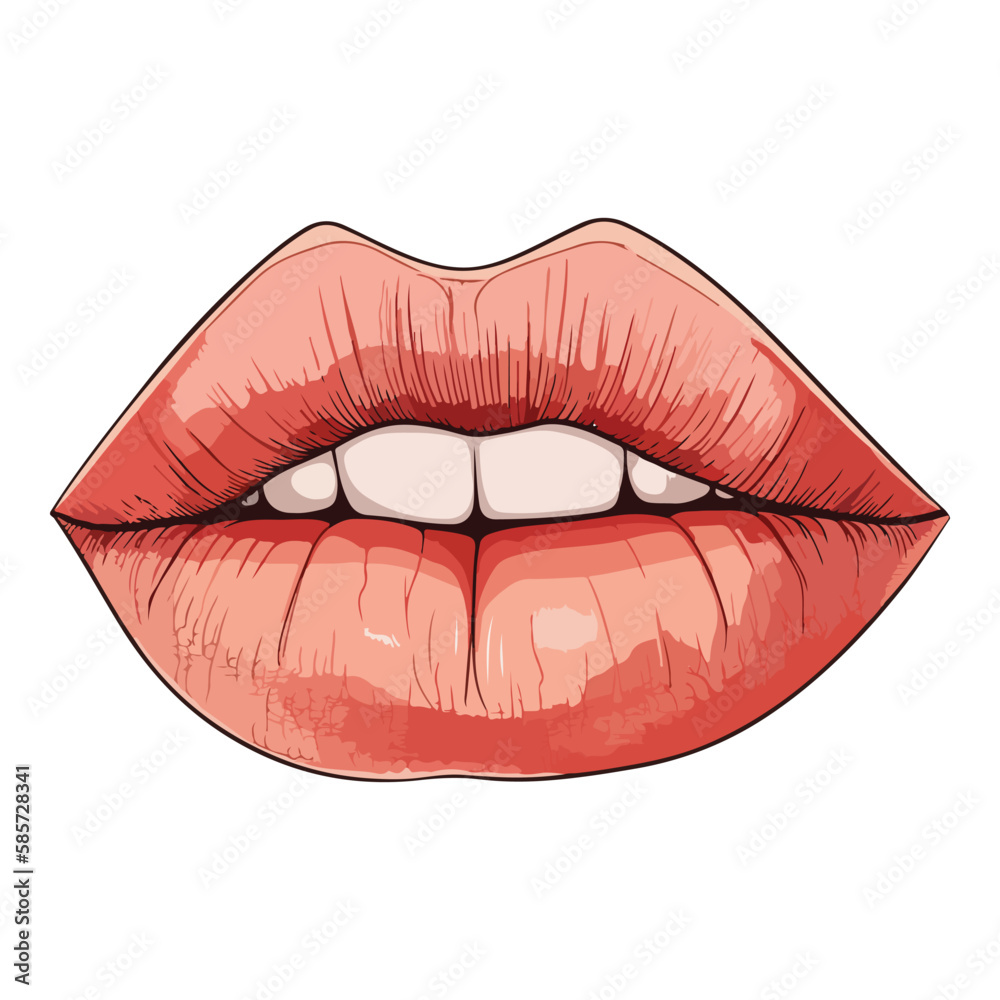 Obraz premium Woman Lips Flat Icon Isolated On White Background
