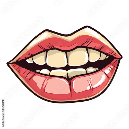 Lips Mouth Smile Flat Icon Isolated On White Background