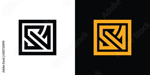 SV logo design template elements, square shape monogram logo