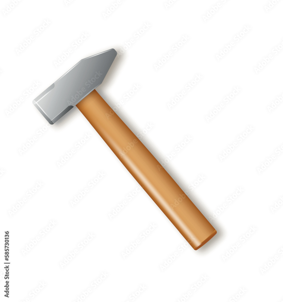Realistic big hammer with wooden handle. Vector industrial workers tool. Equipment for repair, contract and locksmith work. Vector Realistic big hammer with wooden handle. Vector industrial workers tool. Equipment for repair, contract and locksmith work. Vector