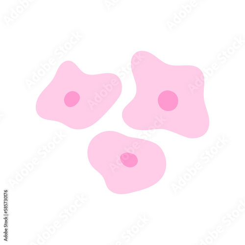 Human stem cell cluster icon. Nucleus and membrane tissue under microscope. Medical design illustration.