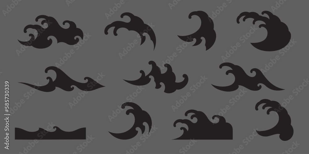 oriental japanese waves pattern silhouette shape vector illustration oriental japanese waves pattern silhouette shape vector illustration