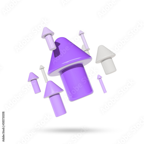 Many upwardly rendered arrows in 3D