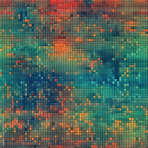 Colourful pixel digital screen texture, seamless pattern. generative ai
