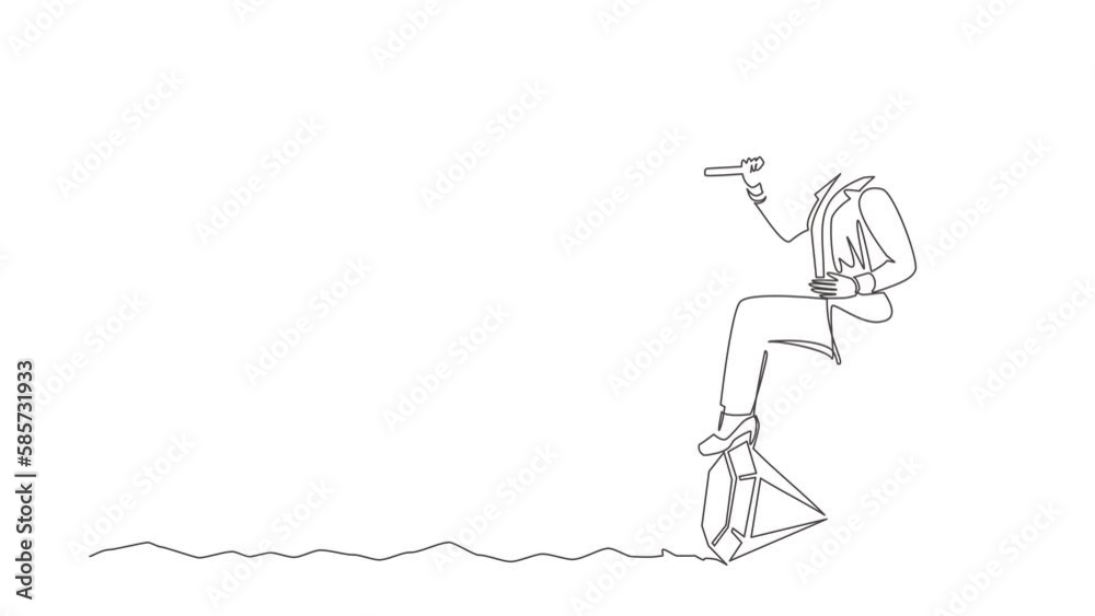 Self drawing animation of single line draw businesswoman digging ground with pickaxe finding diamond. Success business, achievement, and discovery concept. Continuous line draw. Full length animated Self drawing animation of single line draw businesswoman digging ground with pickaxe finding diamond. Success business, achievement, and discovery concept. Continuous line draw. Full length animated