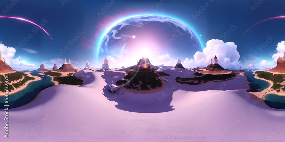 Photo of a colorful landscape with a vibrant rainbow in the background Photo of a colorful landscape with a vibrant rainbow in the background