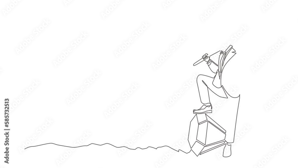 Self drawing animation of single line draw businessman digging ground with pickaxe finding big diamond. Success business, achievement and discovery concept. Continuous line draw. Full length animated Self drawing animation of single line draw businessman digging ground with pickaxe finding big diamond. Success business, achievement and discovery concept. Continuous line draw. Full length animated