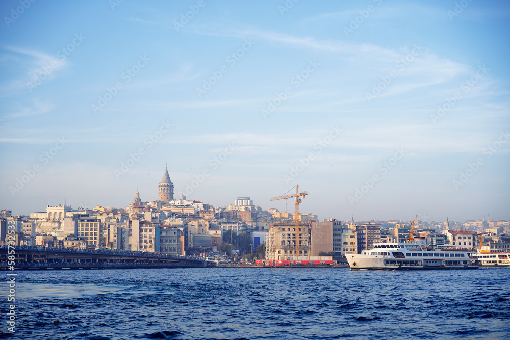 Travel by Turkey. Istanbul Ferryboat. Concept of transportation and traveling.