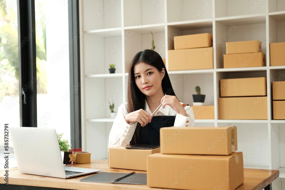 Starting Small business entrepreneur SME freelance Asian working at home Starting Small business entrepreneur SME freelance Asian working at home