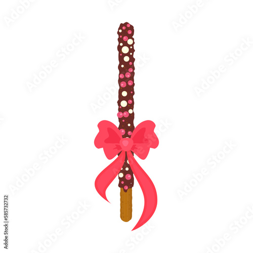 Assorted chocolate chip cookie sticks dipped in sprinkles. Decorated popping candy for Pepero day in Korea. Frosted biscuits with different flavours. Vector illustration
