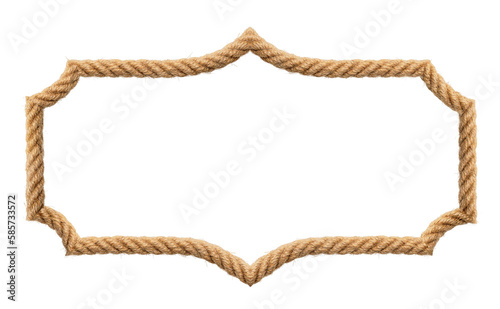 Brown western rope in frame shape on white background