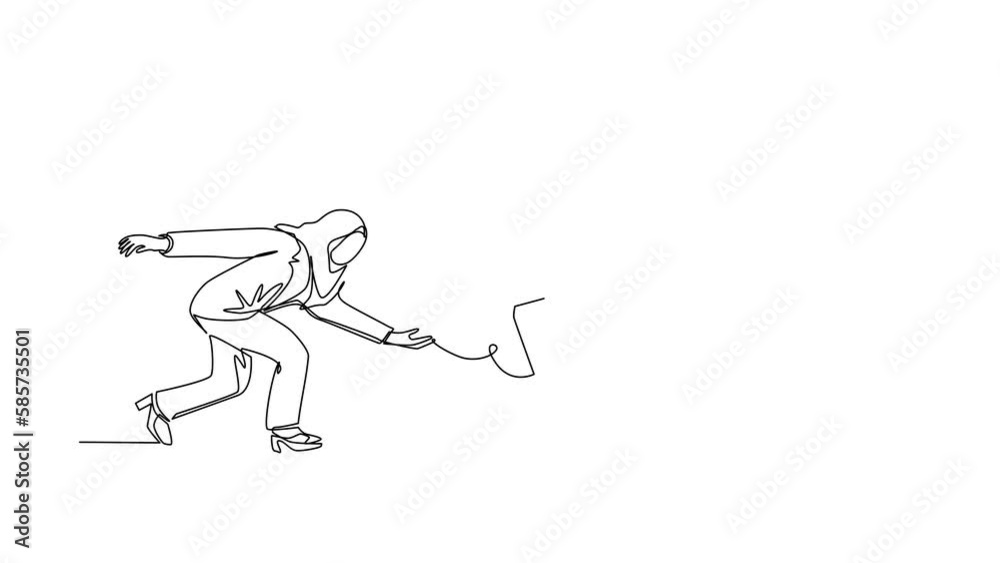 Animated self drawing of continuous one line draw Arabic throws briefcase into hole. Failure to take advantage of business opportunities. Business failure concept. Full length single line animation Animated self drawing of continuous one line draw Arabic throws briefcase into hole. Failure to take advantage of business opportunities. Business failure concept. Full length single line animation
