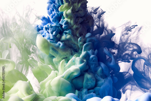 Splash of green and blue paint texture abstract fantasy background