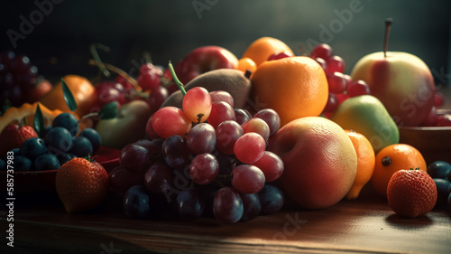 Assortment of fruits  abstract fruit background. Ai generated