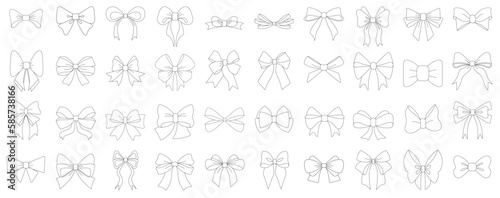Set of decorative different bow silhouette. Vector illustration icon
