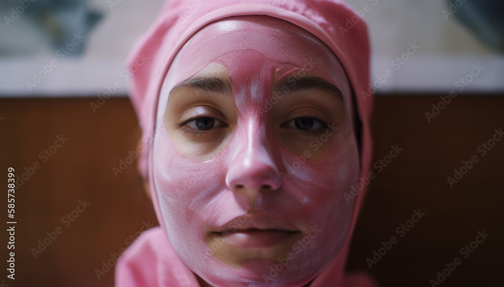 woman in pink beauty face mask woman in pink beauty face mask