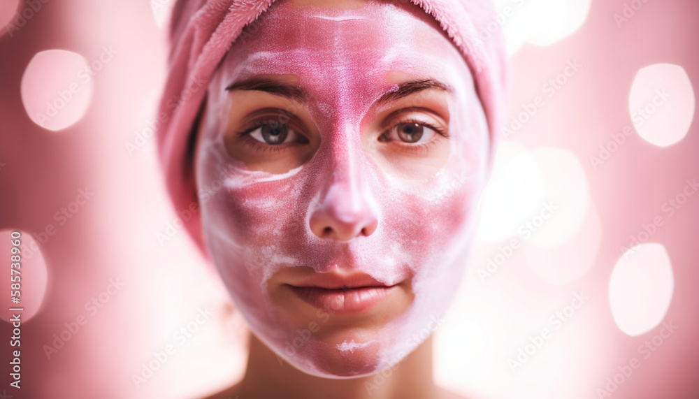 woman in pink beauty face mask woman in pink beauty face mask