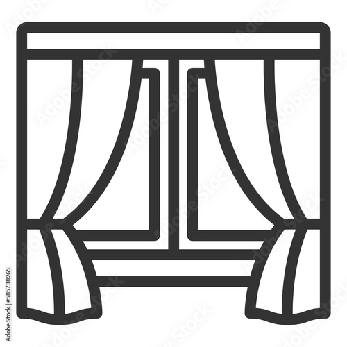 Curtains cover the window - icon  illustration on white background  outline style