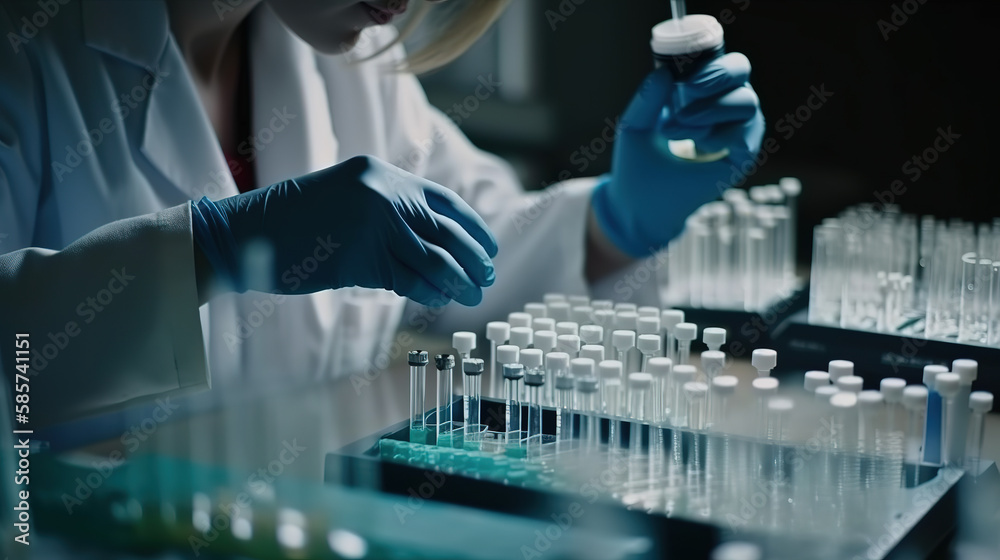 Scientist working in laboratory using pipette. AI generated Scientist working in laboratory using pipette. AI generated