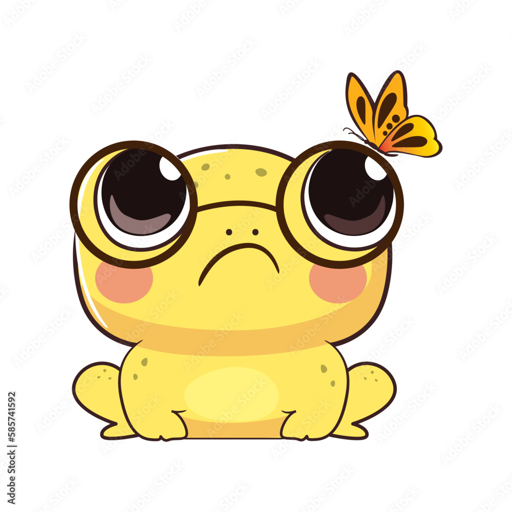 Fototapeta premium Cute baby frog in cartoon style. Vector illustration.
