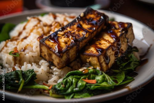 Balsamic Grilled Tofu by Ai generated.