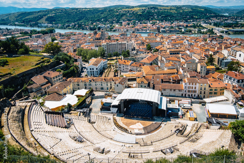 View of the ancient gallo-roman theater in the old town of Vienne in the south of France (Isere) photo