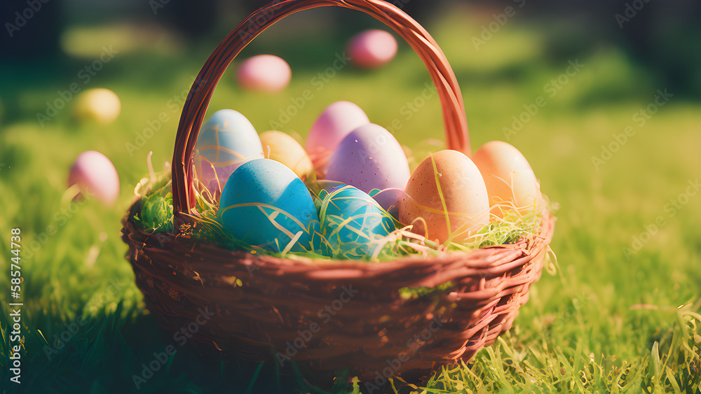 Easter eggs in a basket Generative AI Art