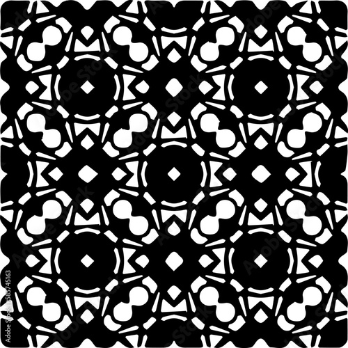 Background with abstract shapes. Black and white texture. Seamless monochrome repeating pattern for web page, textures, card, poster, fabric, textile.