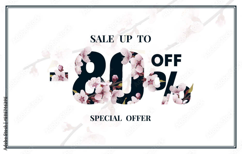 Special spring discount as a gift to the buyer, -80 Percentage off sale. Vector illustration