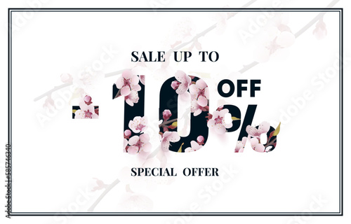 Special spring discount as a gift to the buyer, -10 Percentage off sale. Vector illustration
