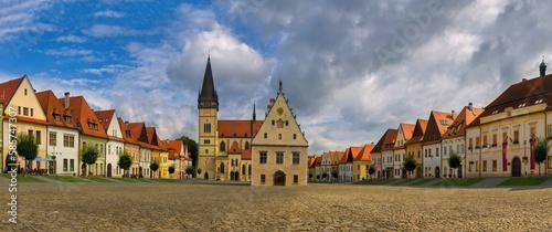 Photography Beautiful old Bardejov with church and main square in east Slovakia panorama
