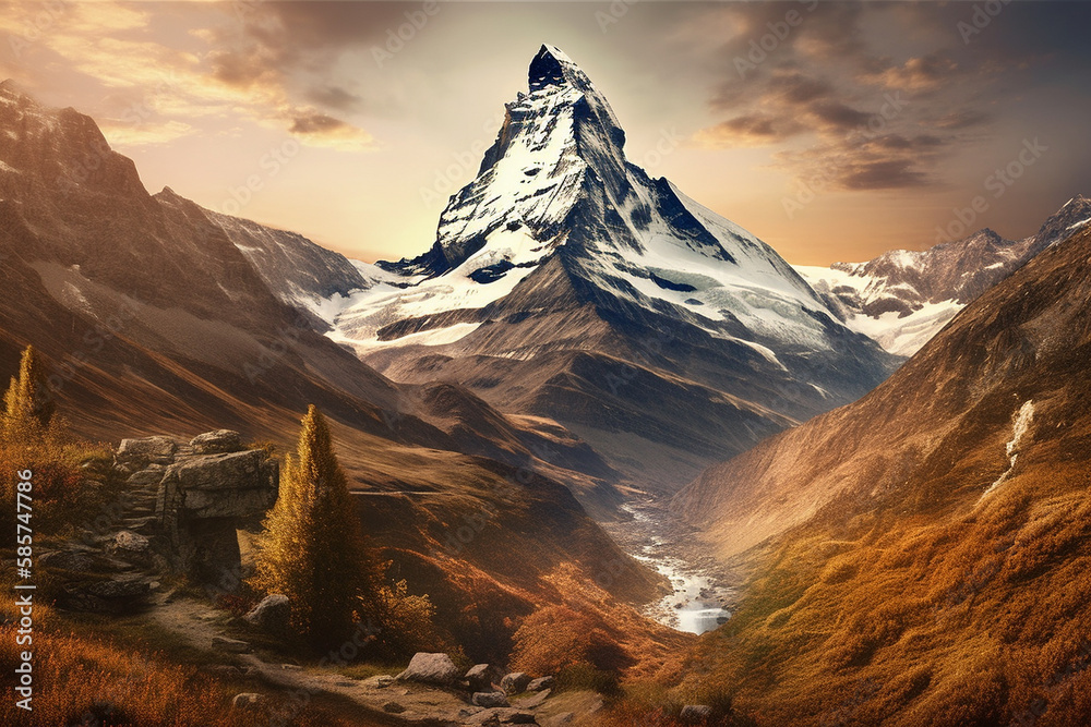 Majestic Matterhorn. A Breathtaking Alpine Landscape . Ai generated