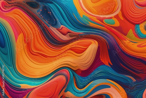 an abstract painting with vibrant colors and geometric shapes. Generative AI