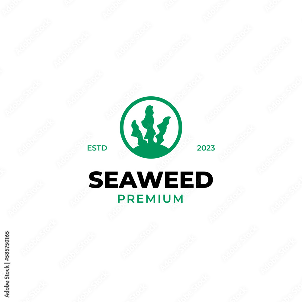 Flat seaweed logo design concept vector illustration idea Flat seaweed logo design concept vector illustration idea