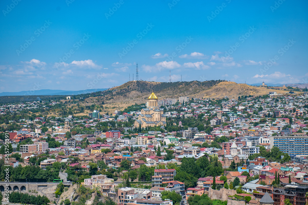 beautiful view of the city of Tbilisi from above