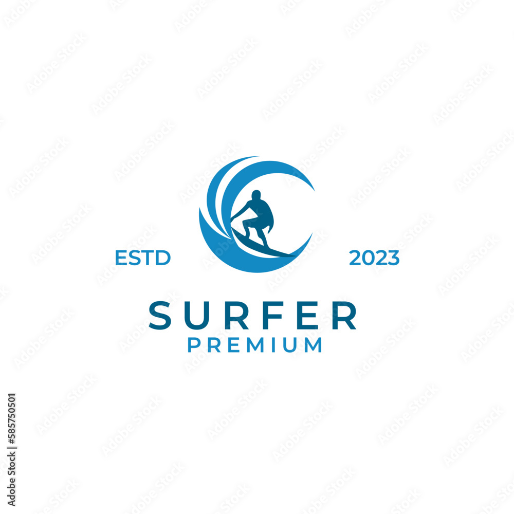 Fotografia Vector man surfing logo design concept illustration idea
