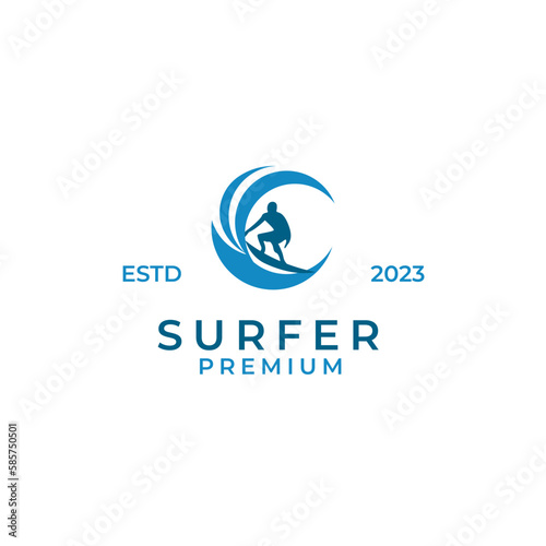Canvas Print Vector man surfing logo design concept illustration idea