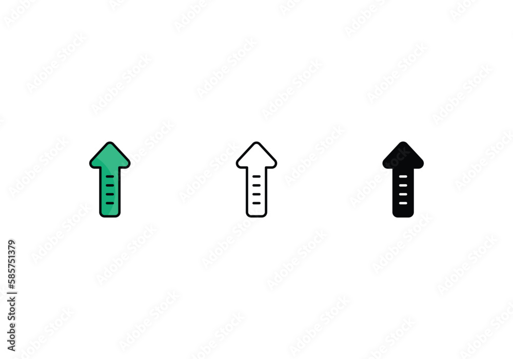 arrow up icons set with 3 styles, vector stock illustration