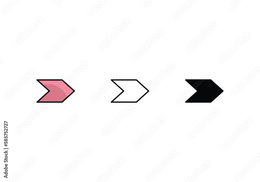 arrow right icons set with 3 styles, vector stock illustration arrow right icons set with 3 styles, vector stock illustration