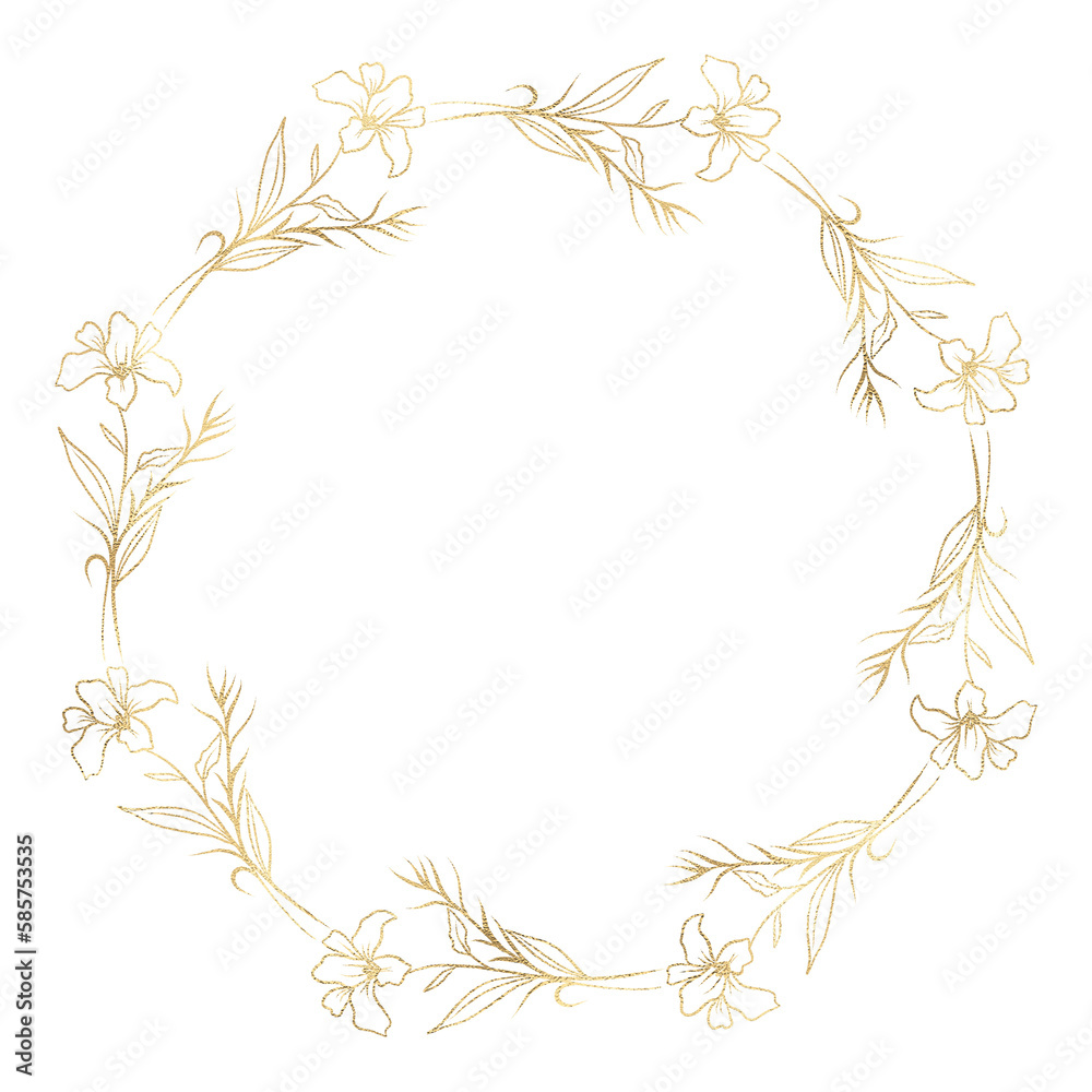 Floral gold wreath illustration Floral gold wreath illustration