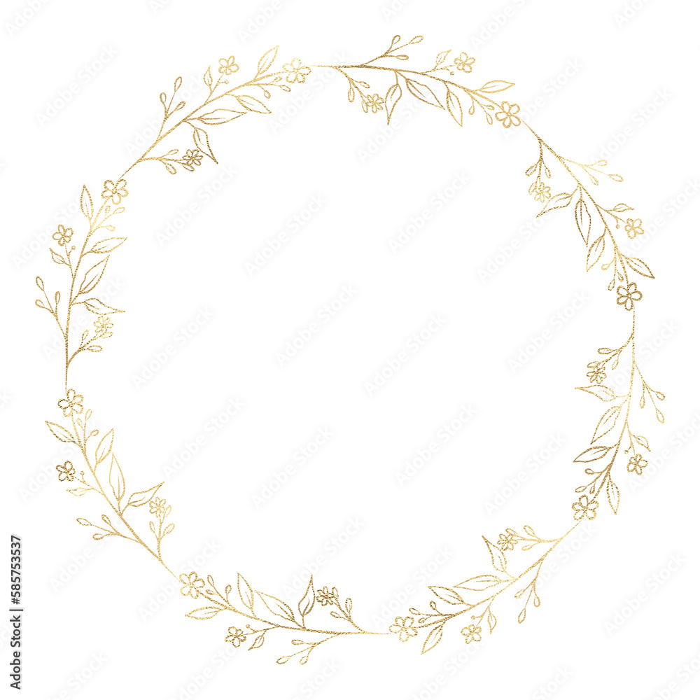 Floral gold wreath illustration